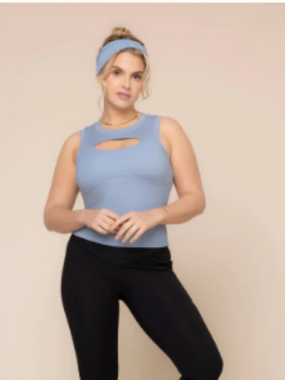 Popflex Peekaboo Crewneck Tank Top Large Built in Bra - Picture 6 of 8